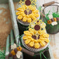 ZHUOWEISM 24 PCS Sunflower Cupcake Toppers - Glitter Flower Theme, Bamboo Material, Small Size, Design 1 for Birthday Party Decorations