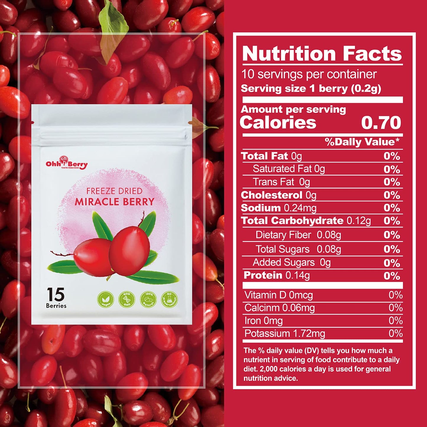 TOP&TOP   Berry Freeze-Dried Fruit Snacks, 15 Count (Pack of 2)