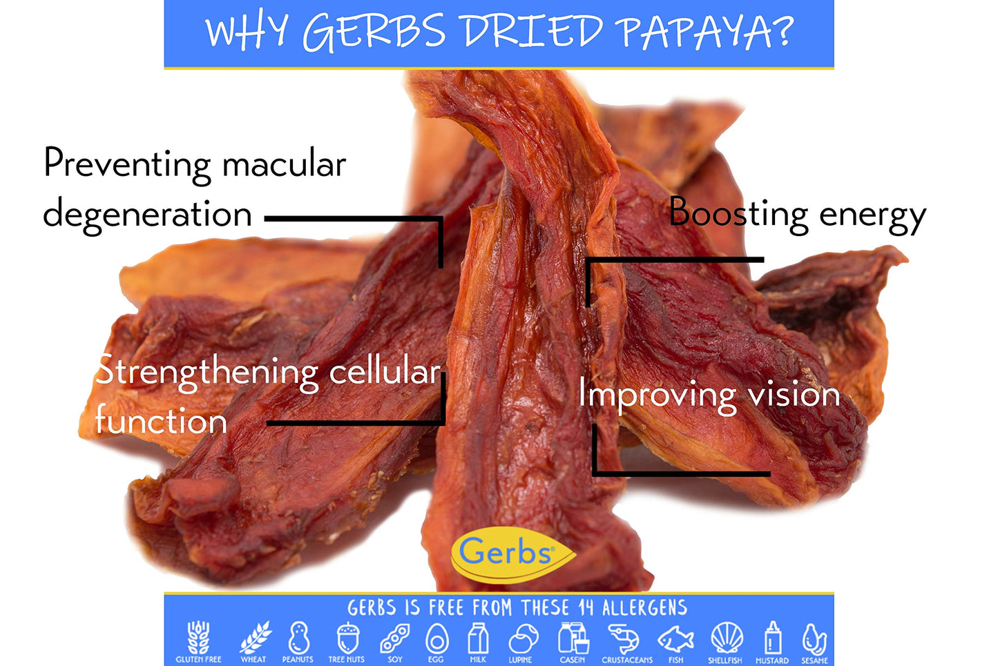 GERBS Dried Papaya Cubes | Sulfur Dioxide Free | 4 LBS Resealable Bulk Bag | Gluten & Peanut Free | Ivory