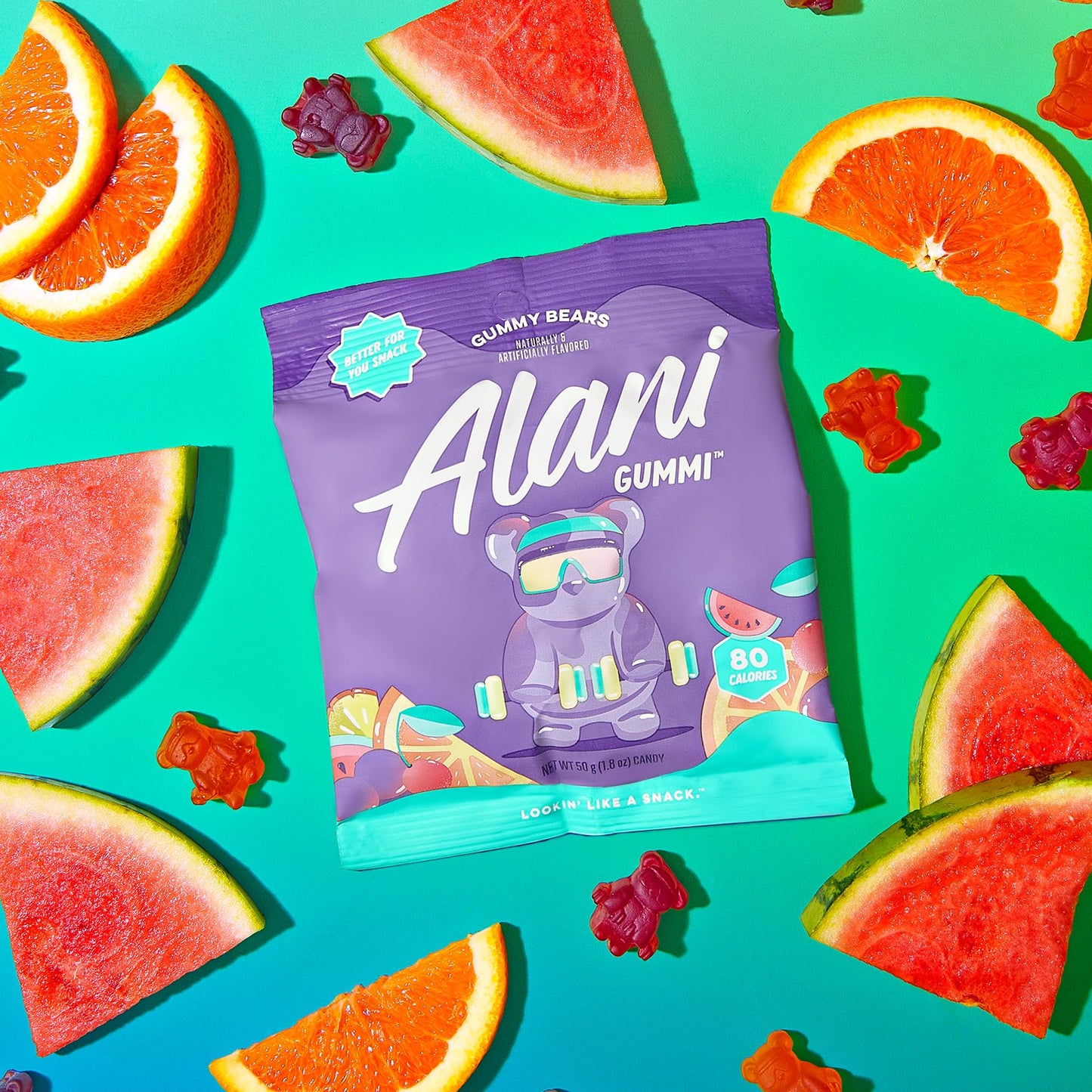 Alani Gummis Gummy Bears Low Sugar Gummy Candy (2G) | 80 Calories per Bag | On-The-Go Snacks | Gluten Free | 7G of Fiber | Natur
