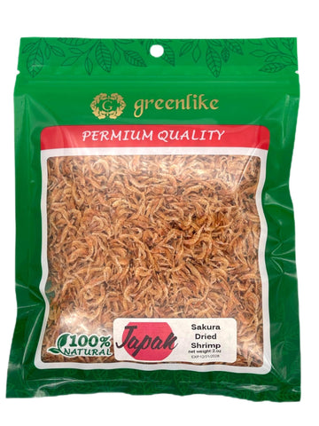 Greenlike Japanese Dried Sakura Shrimp 2oz, Wild-Caught Shrimps, Rich in Protein & Calcium, Dehydrated Small Shrimp for Ramen To