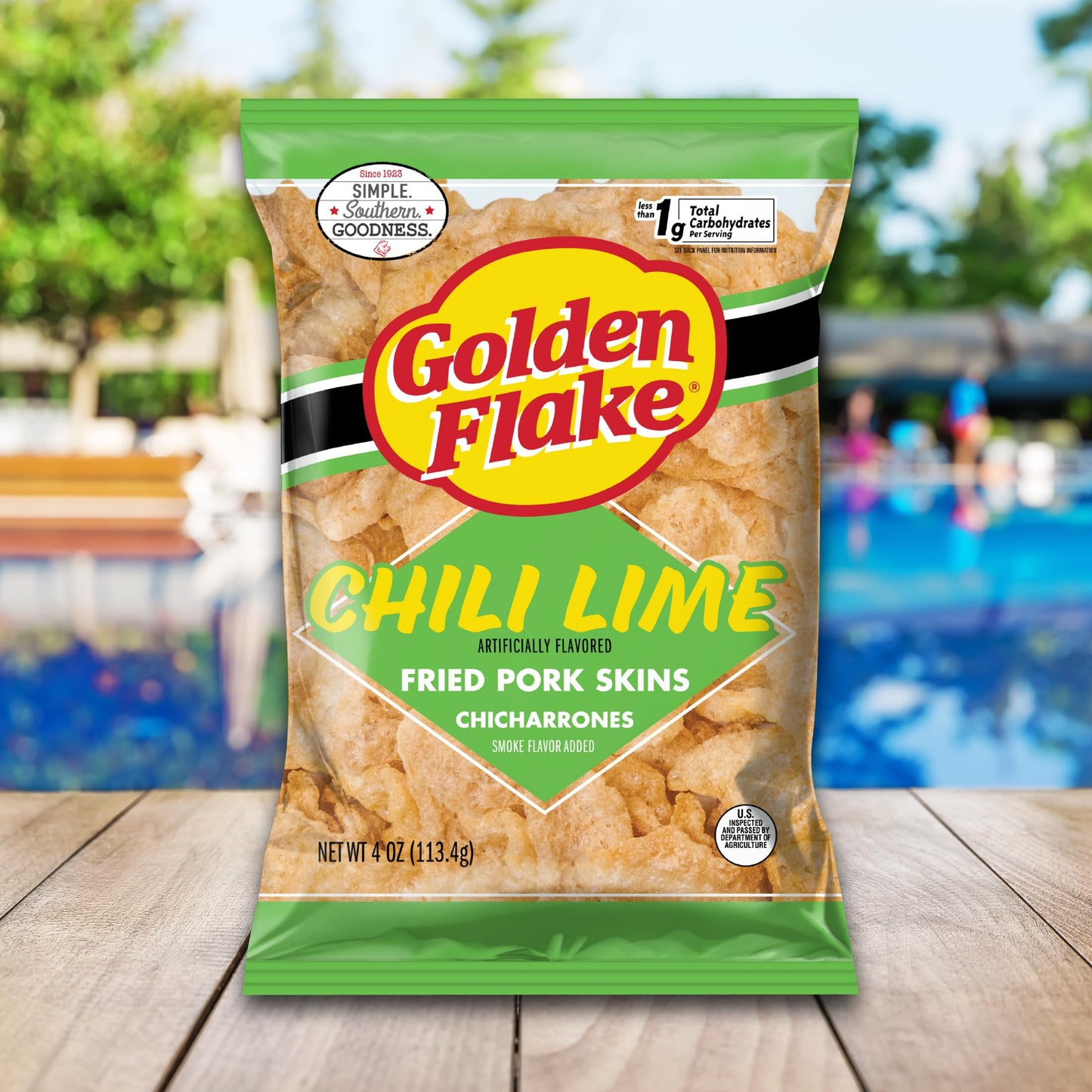Golden Flake Chili Lime Pork Rinds  4 oz Bags (Pack of 12) - Tangy Spicy Pork Skins - Gluten-Free  Low Carb  Keto Snack with Bold Southern Flavor