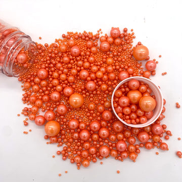 Weraru Edible Orange Pearl Sugar Sprinkles Candy Mixing Size Baking Edible Cake Decorations Cupcake Toppers Cookie Decorating Ce
