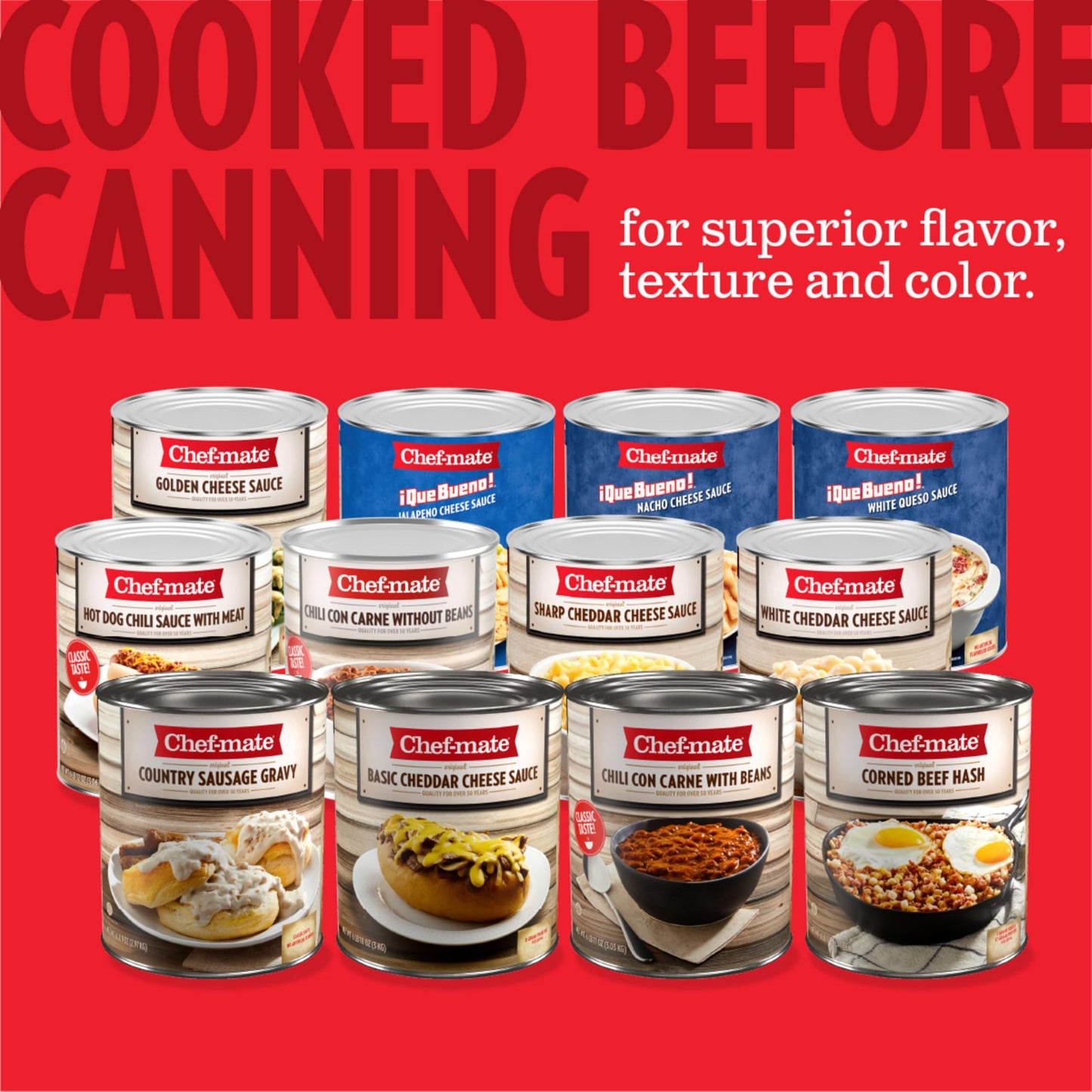 Chef-mate Beef Chili, Canned Chili with Meat, 6 lb 10 oz (#10 Can)