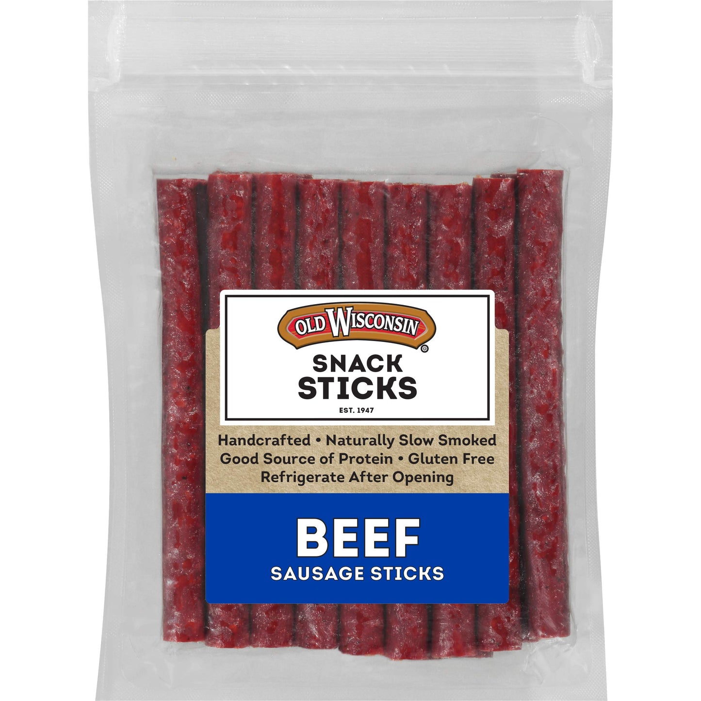 Old Wisconsin Beef Sausage Snack Sticks, Naturally Smoked, High Protein, Low Carb, Keto, 14 Ounce, Red, Model 47000