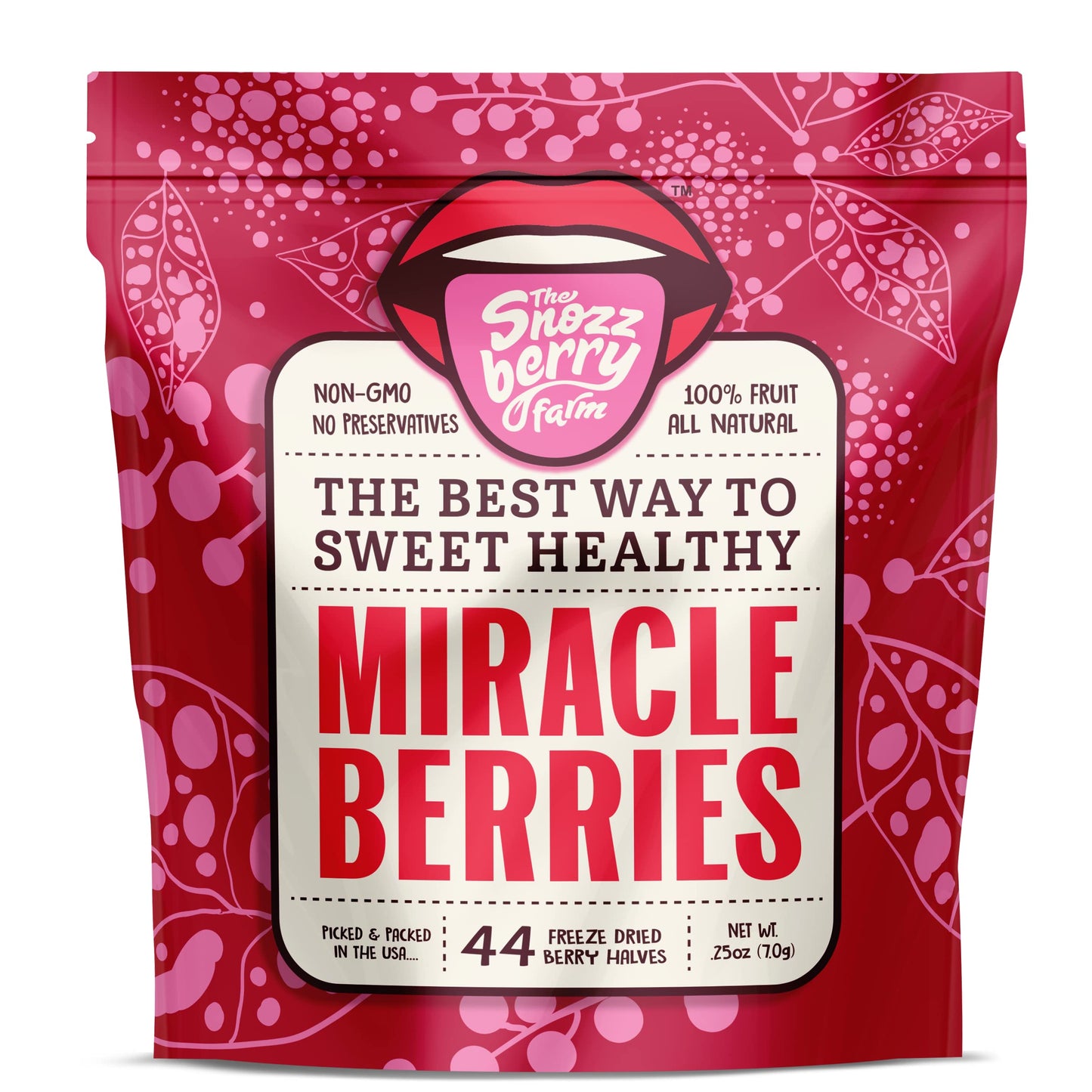 THE SNOZZBERRY FARM Miracle Berries | Freeze-dried Berry Halves | 0.25 Ounce Pack | Grown in the USA