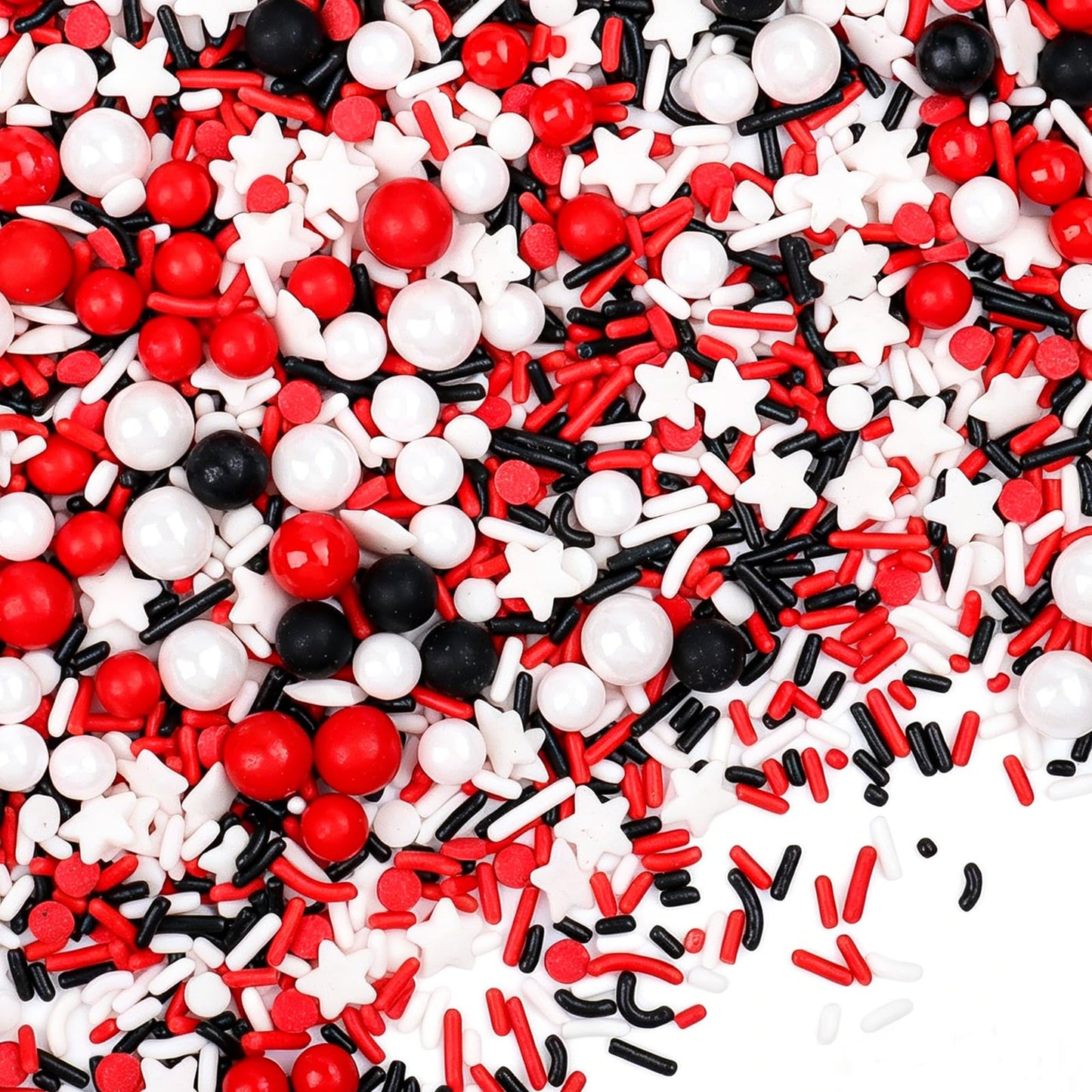 Red White and Black Sprinkles for Cake Decorating, Edible Baseball Sprinkles Mix, Perfect for Cake Decorations, Baking, Ice Crea