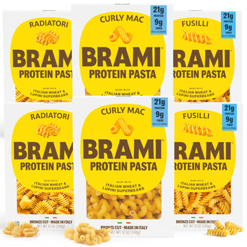 Brami Fusilli, Curly Mac, Radiatori Italian Protein Pasta | Low Carb | High Fiber | High Protein | Keto | Non-GMO | Made in Ital