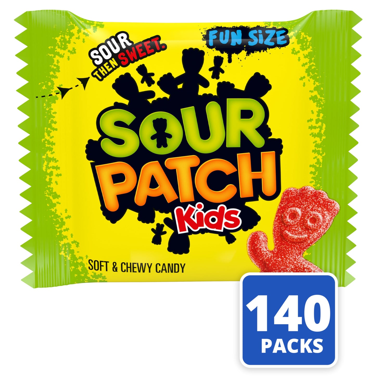 SOUR PATCH KIDS Soft & Chewy Candy  Bulk Christmas Candy Stocking Stuffers  140 Snack Packs