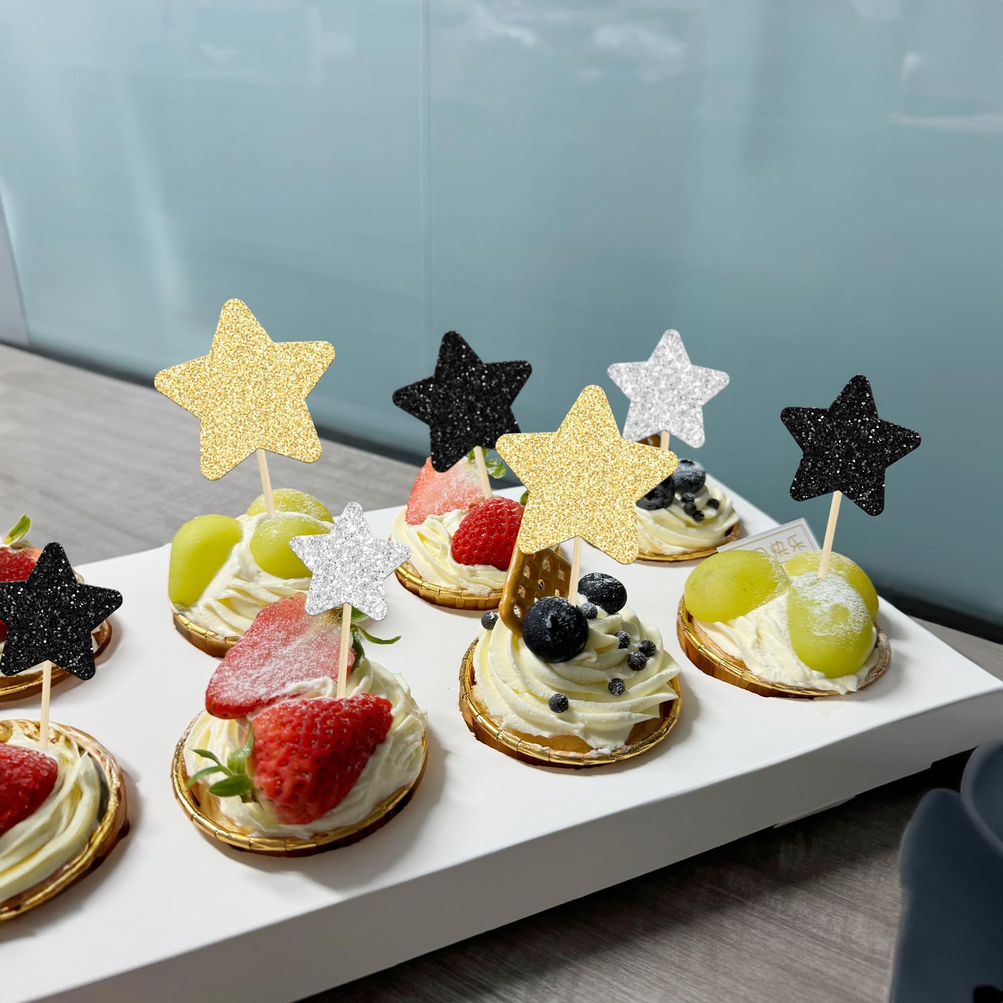 Gyufise 42Pcs Star Cupcake Toppers Glitter Assembled Twinkle Star Cupcake Picks Wedding Engagement Bridal Shower Birthday Party