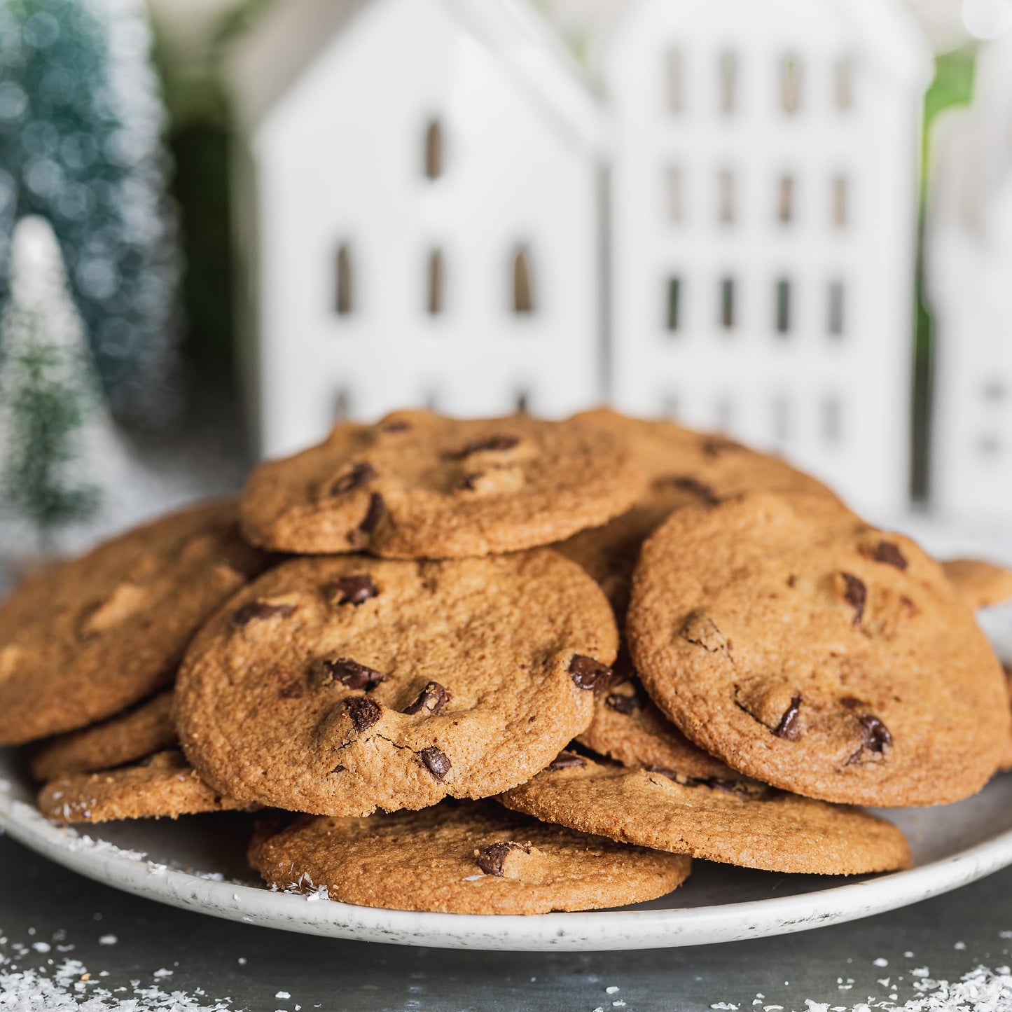 Tates Bake Shop Holiday Cookies Holiday Gift Box, Chocolate Chip, Chocolate Toffee and Gingersnap, 13.5 oz