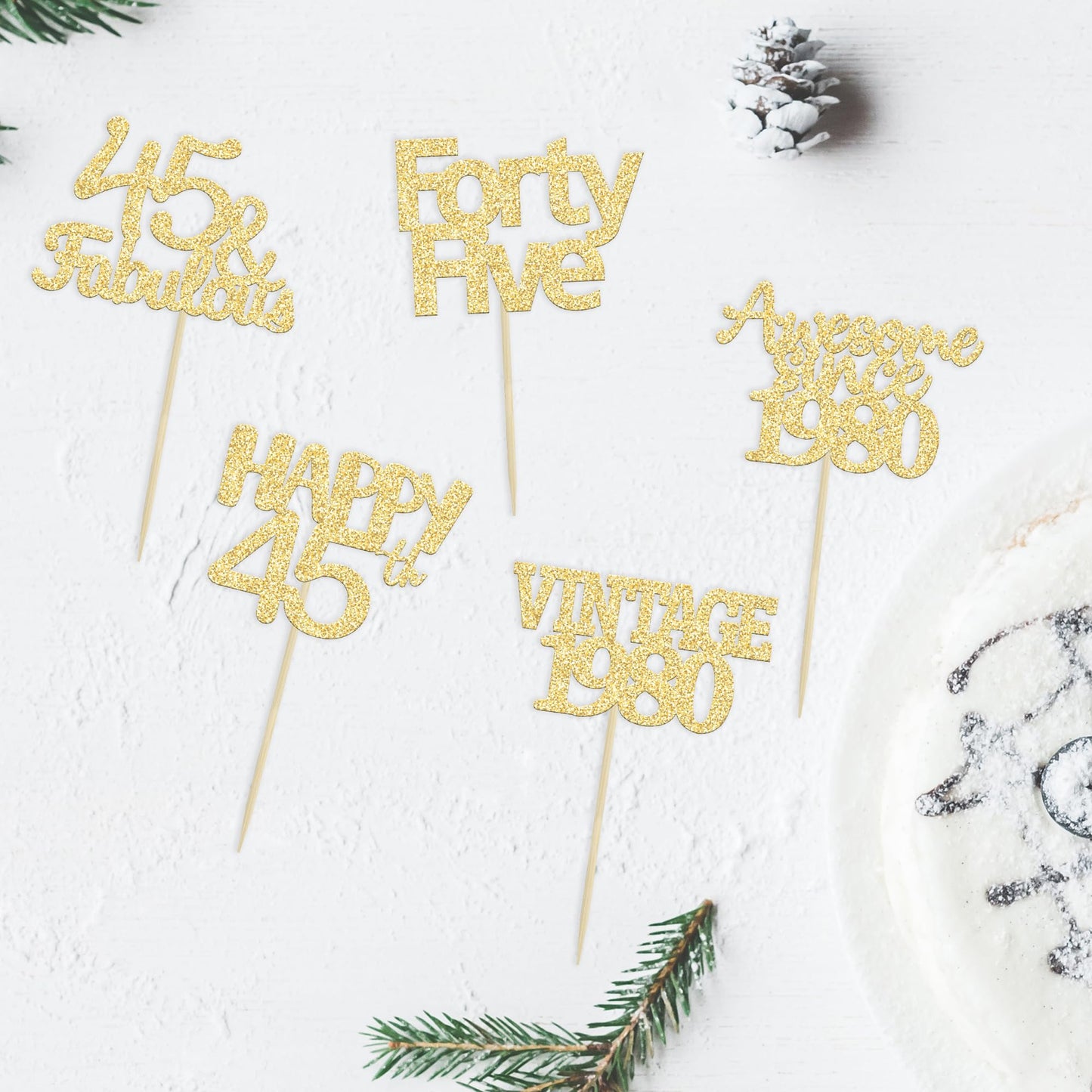 Gyufise 30Pcs Gold Glitter 45Th Birthday Cupcake Toppers Vintage 1978 Awesome Since 1978 45 Fabulous Cupcake Picks 45Th Birthday