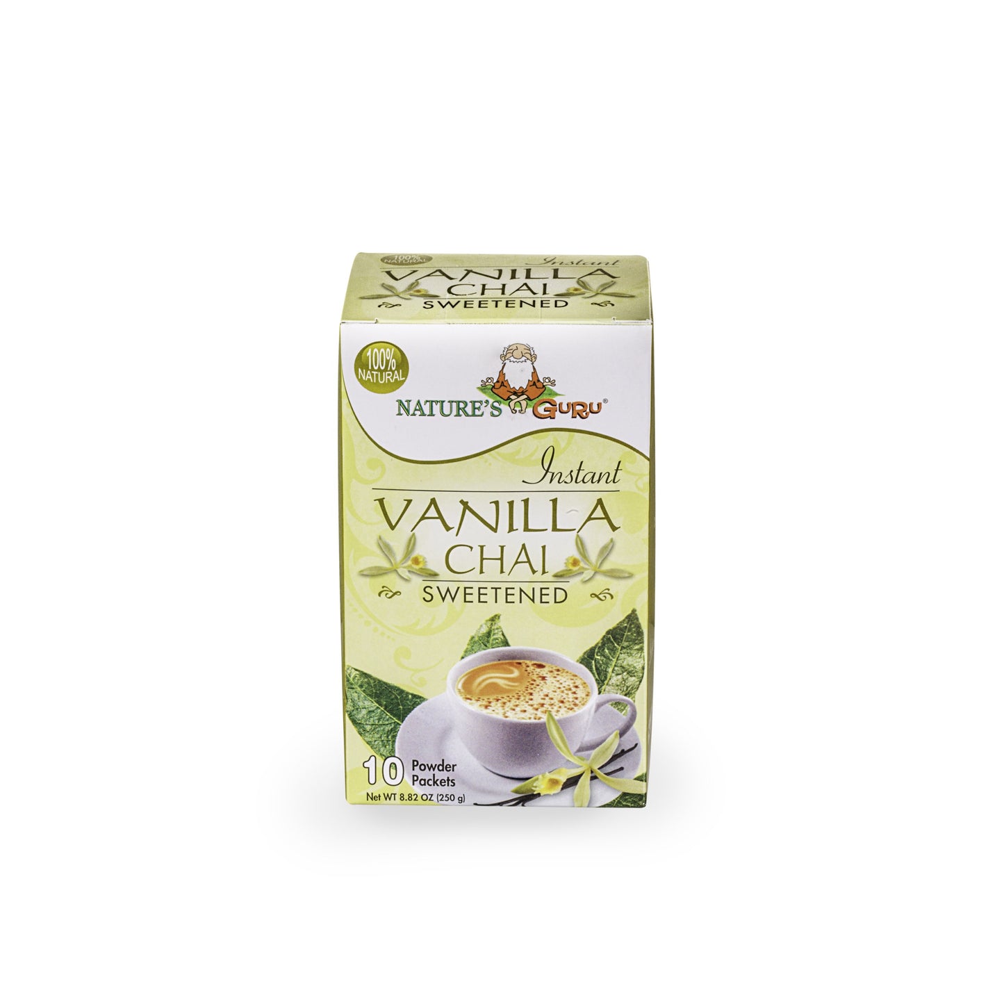 Natures Guru Instant Vanilla Chai Tea Drink Mix Sweetened, 10 Count (Pack of 1) Single Serve On-the-Go Drink Packets