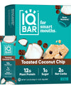 IQBAR Brain and Body Plant Protein Bars - Toasted Coconut Chip - 12-Count Low Carb - Gluten Free, High Fiber, Vegan Snacks - Low