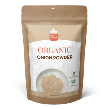SPICY ORGANIC Onion Powder - Certified USDA Organic, Non-GMO, 4 oz. Seasoning for Dressings, Dips, Casseroles, and More