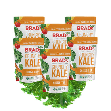 Brad'S Plant Based Organic Crunchy Kale, Cheeze It Up, 6 Bags, 12 Servings Total