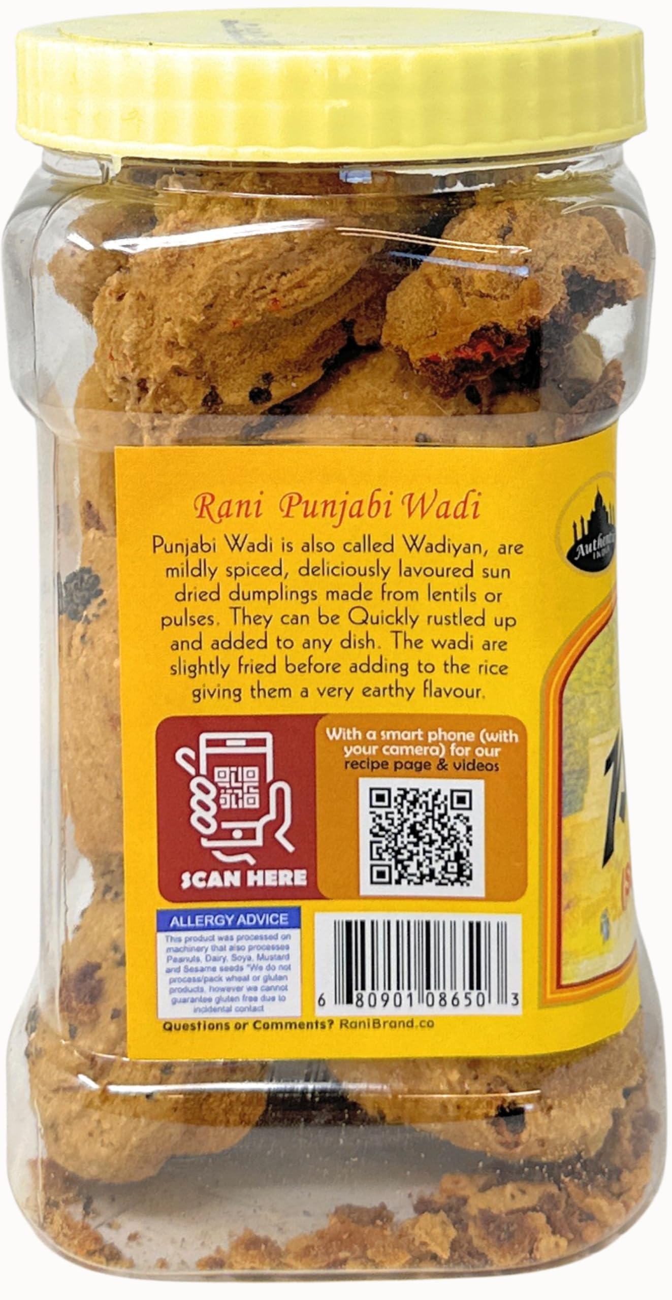 Rani Punjabi Wadi (Vadi) Lentil Spiced Flour Balls 14Oz (400G) Pet Jar ~ High Protein, All Natural | Vegan | No Colors | Indian