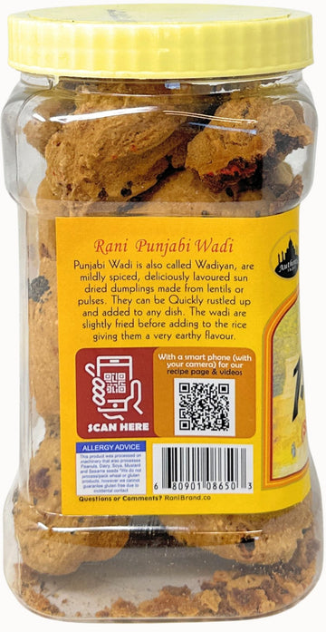 Rani Punjabi Wadi (Vadi) Lentil Spiced Flour Balls 14Oz (400G) Pet Jar ~ High Protein, All Natural | Vegan | No Colors | Indian