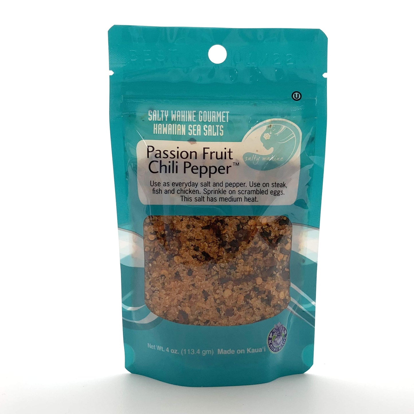 Salty Wahine Gourmet Hawaiian Sea Salts, Passion Fruit Chili Pepper, 4 Oz Packet