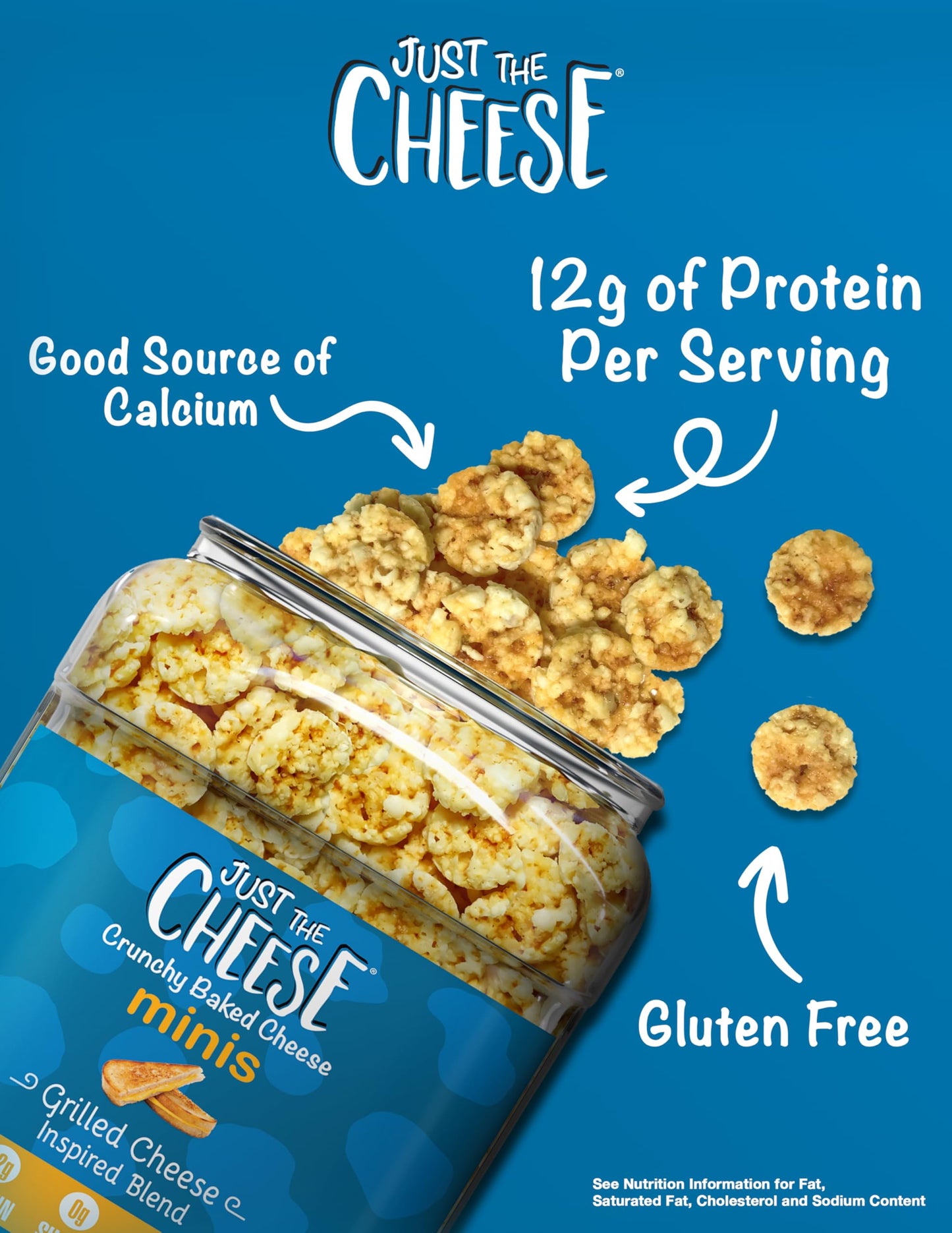 Just the Cheese Minis - Grilled Cheese Crisps  10 oz Jar  Delicious Low-Carb Lifestyle Protein Chips  High-Protein  Gluten-Free Crisps  Keto-Friendly  Zero Sugar  Perfect Snack for mature-themeds