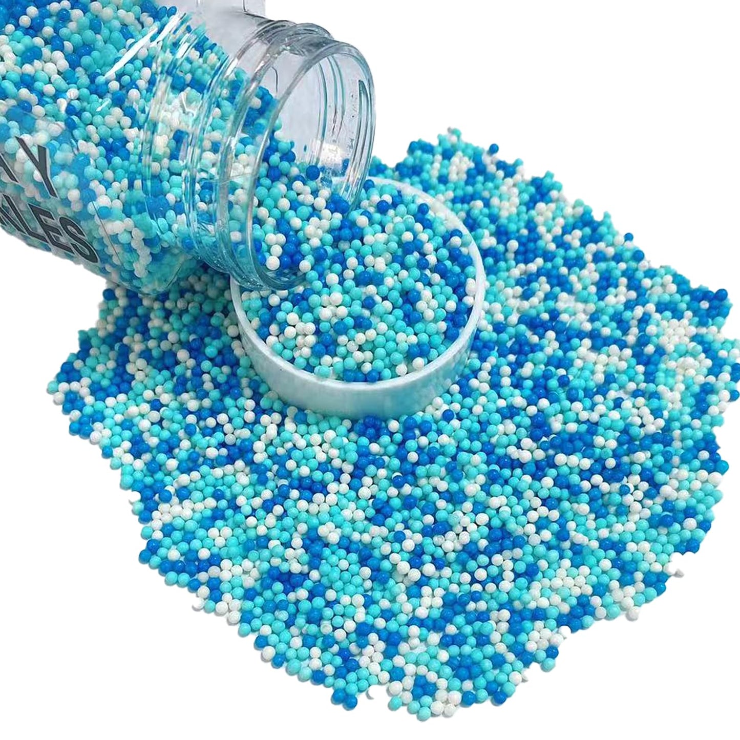 Philaeec Blue And White Nonpareils Sprinkle 2Mm Mini Peals Sprinkle Edible For Cake Decoration Cupcake Topper Cookie Baking Deco