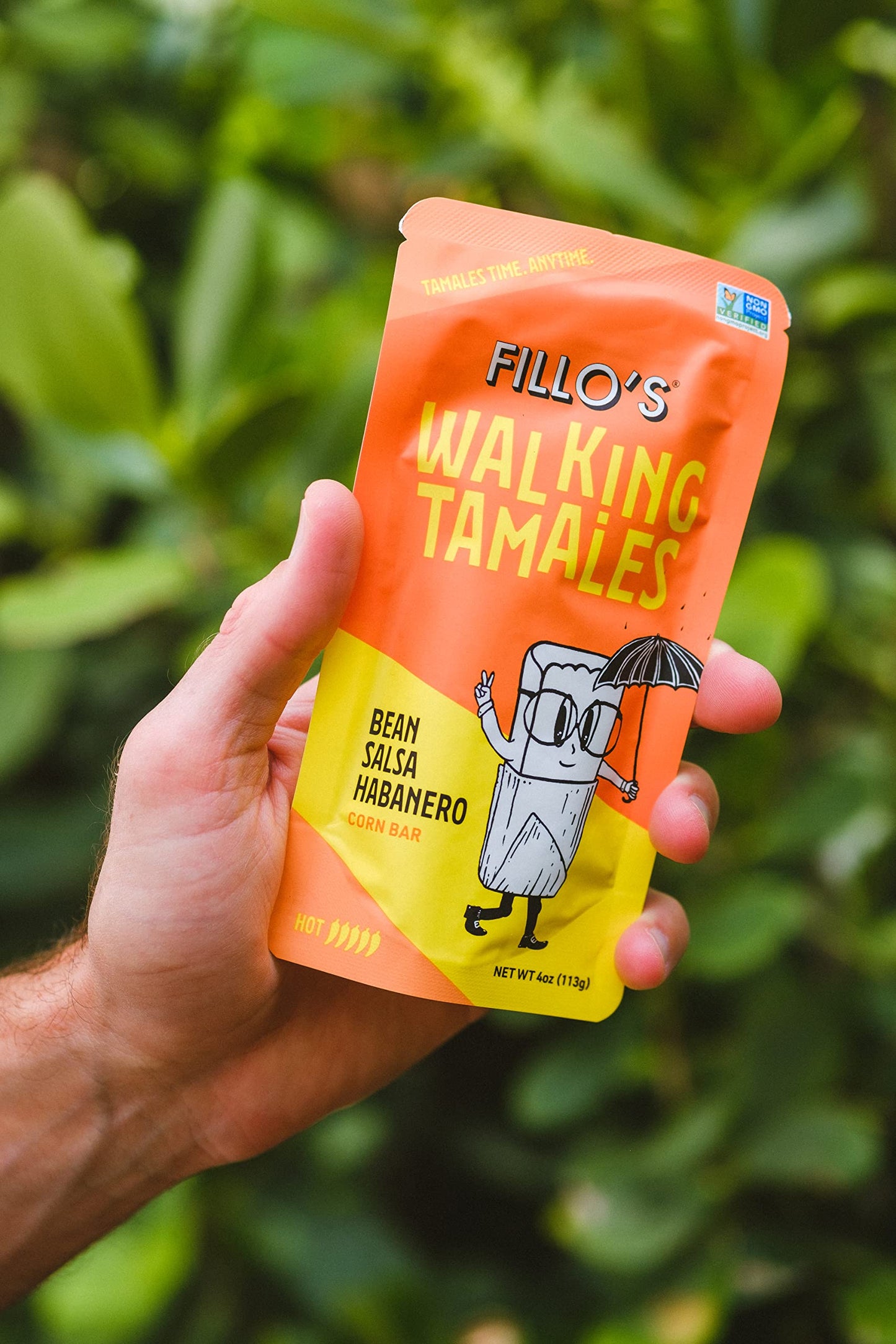 Fillos Walking Tamales, Bean Salsa Habanero, Pk of 7, Ready-to-Eat, Delicious, Gluten-Free, Preservative-Free, No Added Sugar,