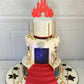 EONNCNT Castle Cake Topper - Red Glitter Cardboard Decoration for Birthday Parties and Baby Showers