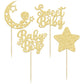 Gyufise 24Pcs Gold Baby Shower Boy Cupcake Toppers Glitter Star Moon Sweet Baby Cake Decorations Baby Boy Cupcake Picks For Baby