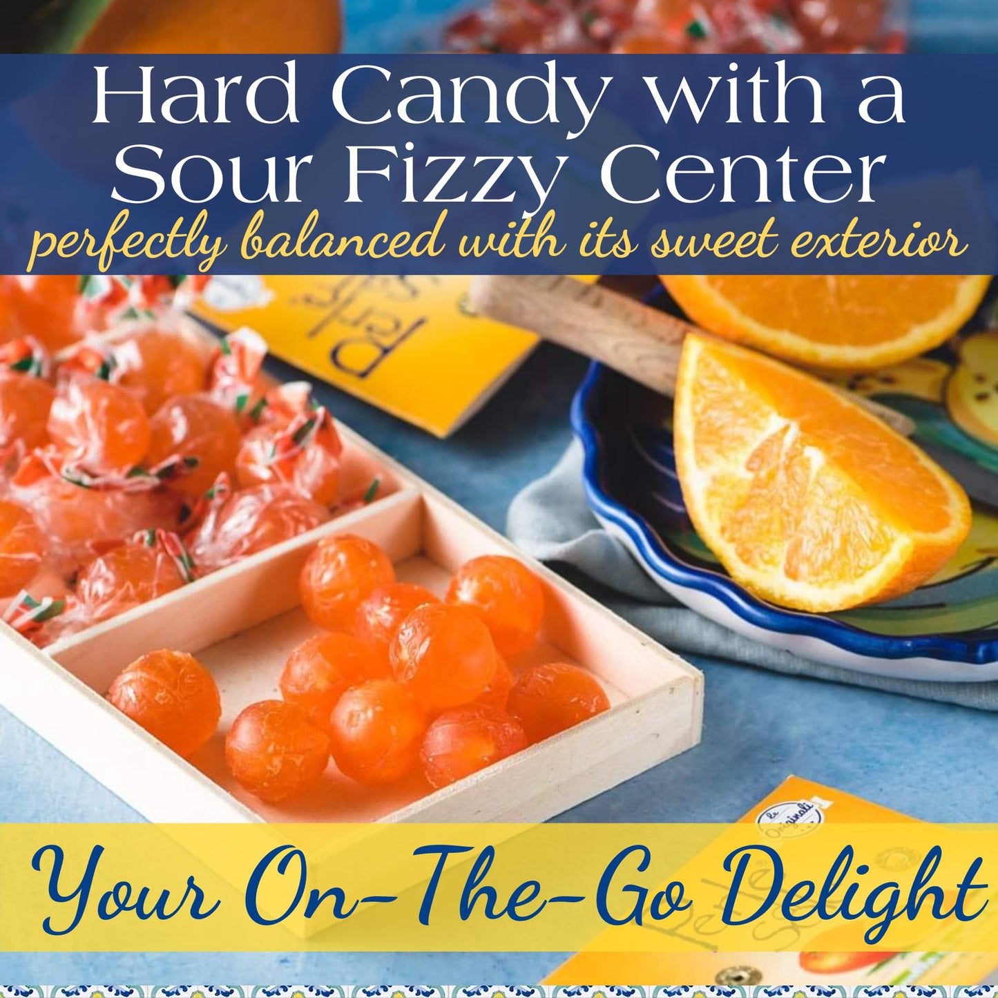 The Original Perle Di Sole Orange Candy Individually Wrapped - Italian Hard Candy Orange Drops Made In Italy Citrus Candies - Pa