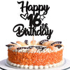 1 Pack Happy 16th Birthday Cake Topper Glitter Heart Star 16 Fabulous Cake Pick Birthday Sign Cake Decorations for Children 16th