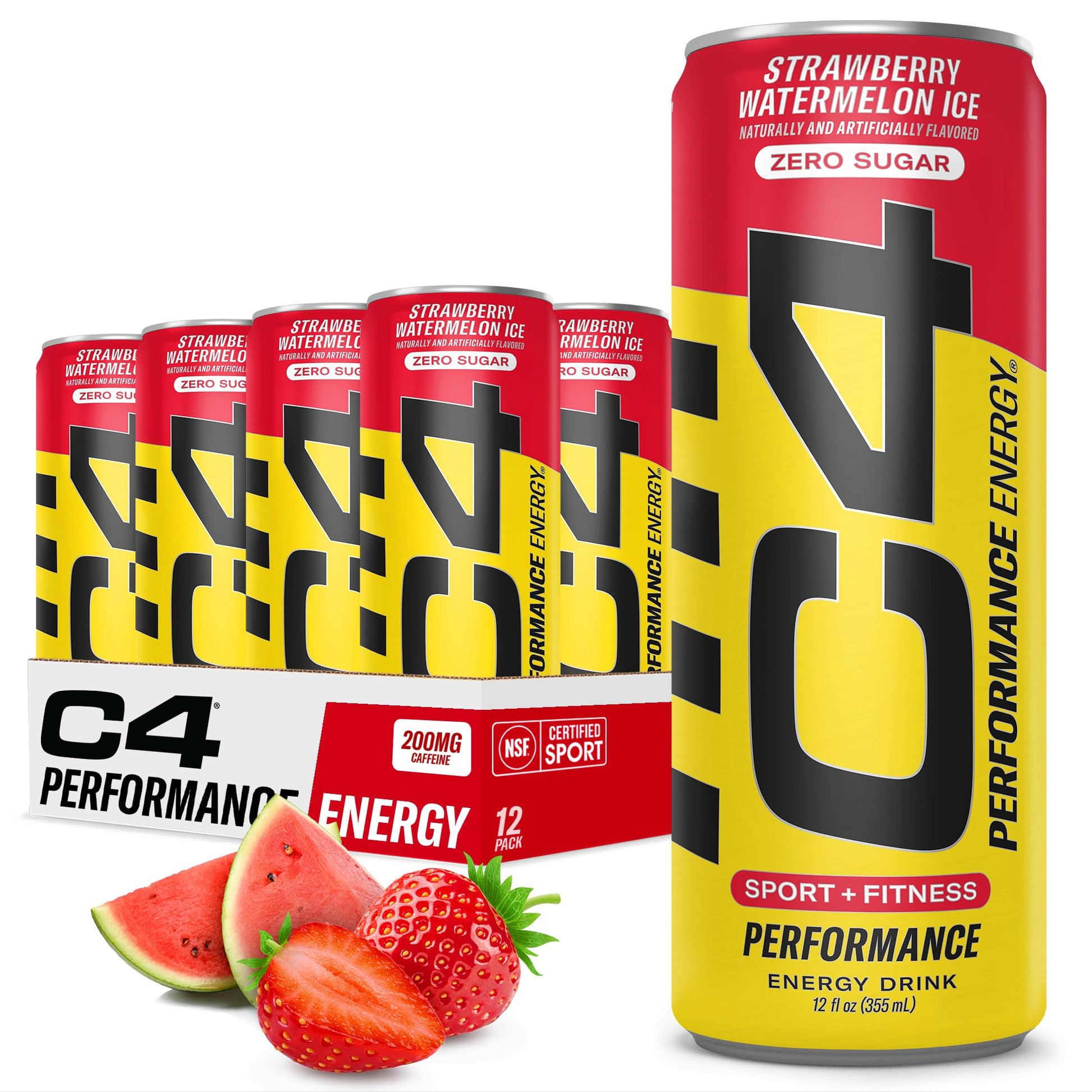 Cellucor C4 Energy Drink - Strawberry Watermelon Ice, Sugar Free, 12 Fl Oz (Pack of 12), Clear, Model TOMPOL-LJ-1109-1810-810