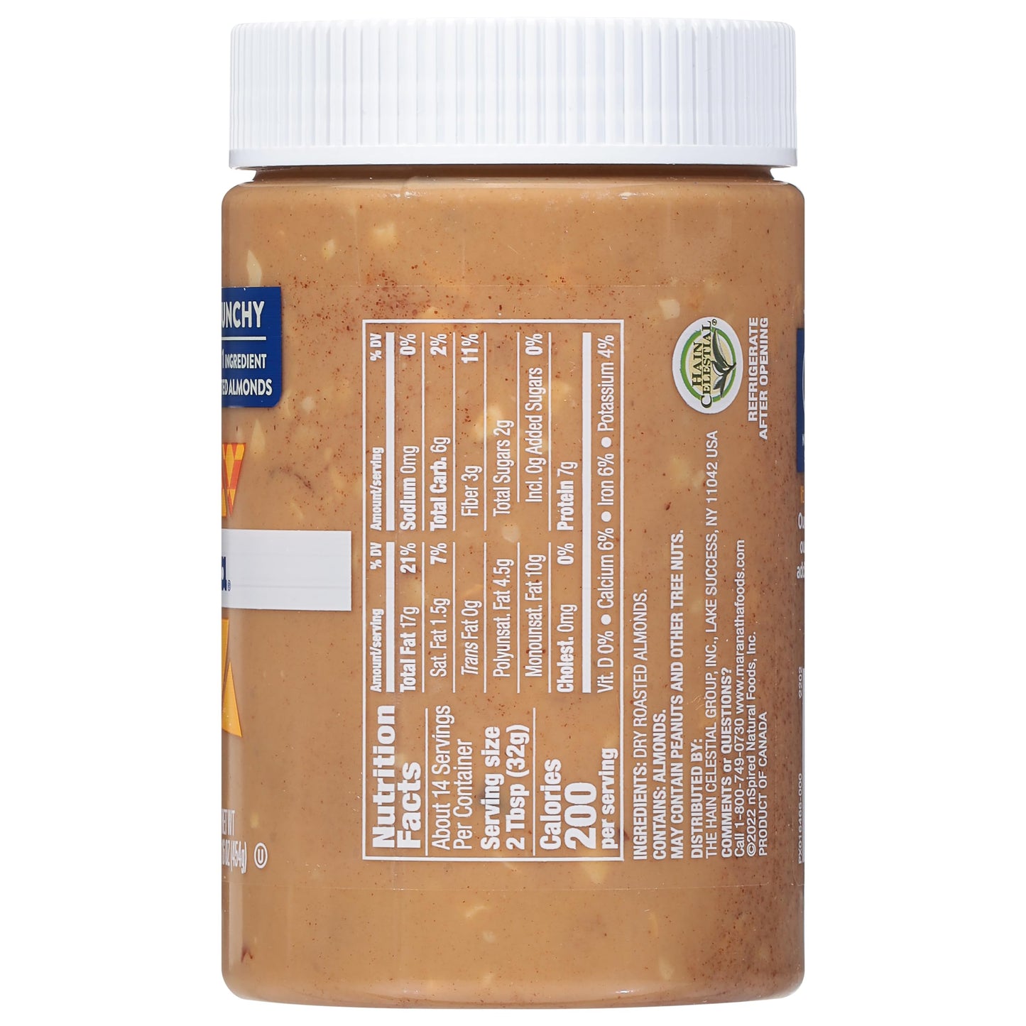MaraNatha Natural Crunchy Roasted Almond Butter, 16 Ounce Jar (Pack of 2)
