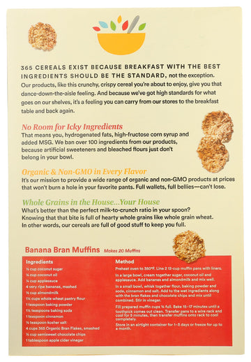 365 by Whole Foods Market Organic Bran Flakes Cereal, 15 OZ - Healthy Breakfast, High Fiber, Whole Grain, Non-GMO