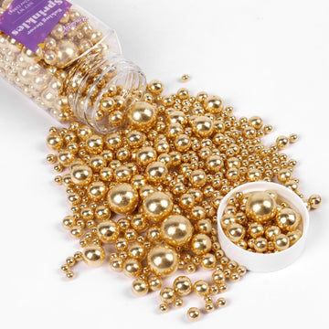 Cobakey Bright Gold Sprinkles For Cake Decorations 3.52 Ounce Gold Metallic Pearl Sugar Sprinkles For Cupcake Toppers Wedding Pa