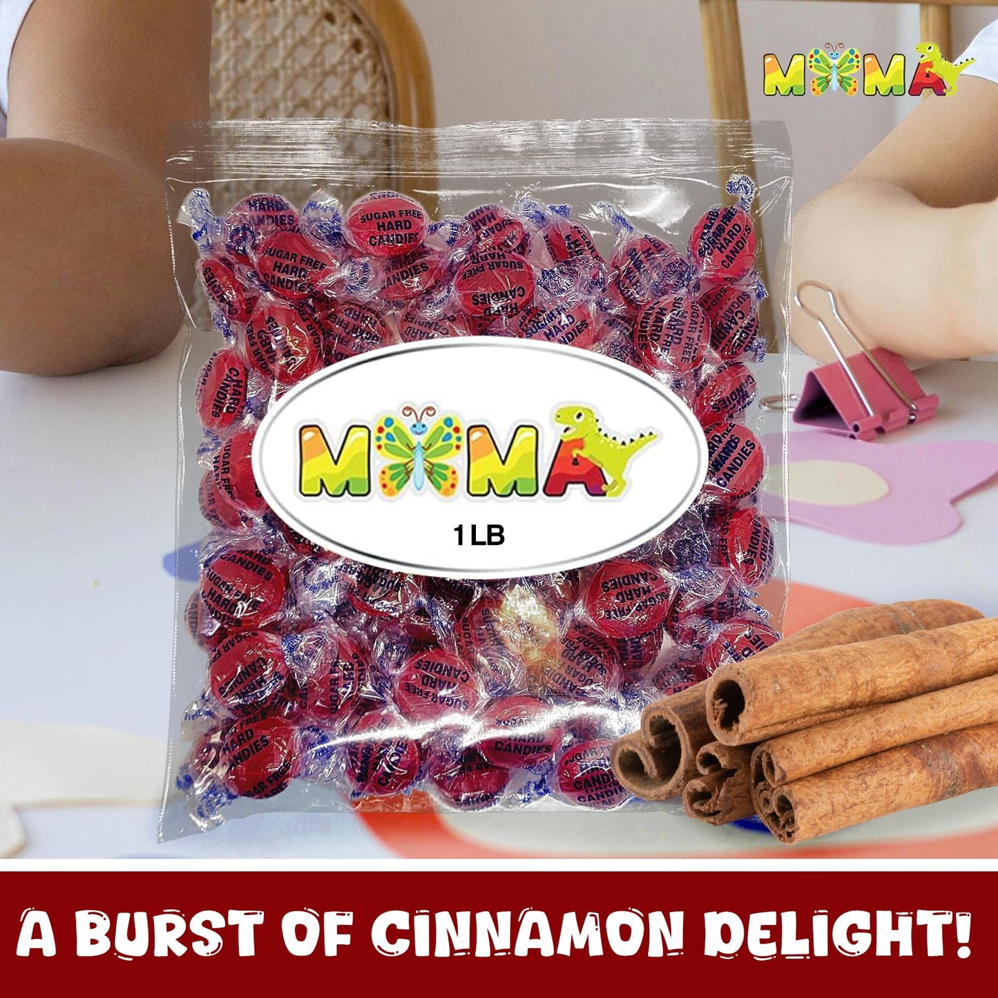Sugar Free Cinnamon Hard Candy - 1 Lb Rich & Fiery Bulk Candy Individually Wrapped Cinnamon Discs - Gluten Free, Vegan, Keto Fri