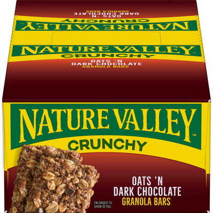 Nature Valley Crunchy Granola Bars, Oats N Dark Chocolate, 1.48 Oz, 18 Count (Pack of 6)