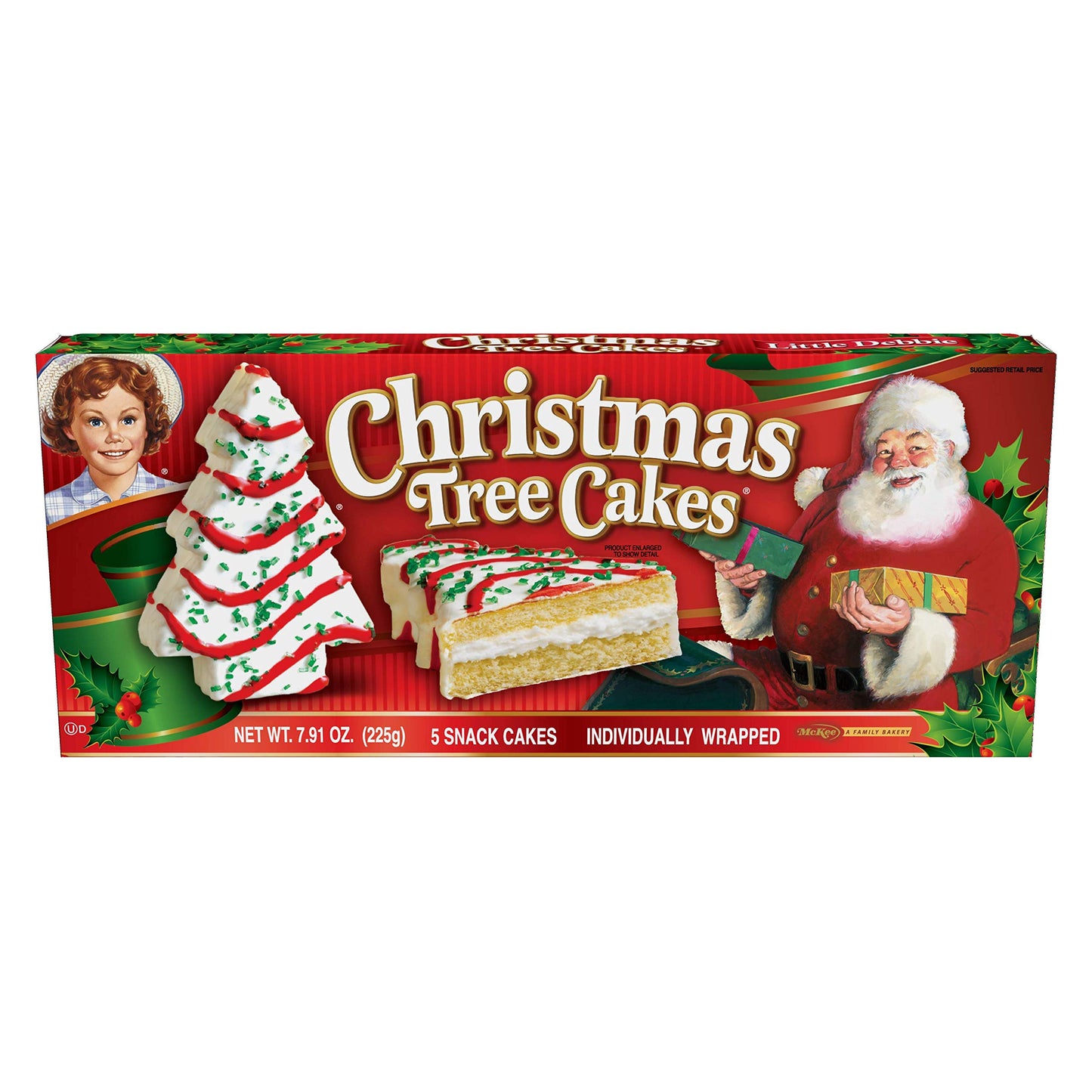 Little Debbie Christmas Tree Cakes, Boxes, 30 Individually Wrapped Snack, Vanilla, 6 Count