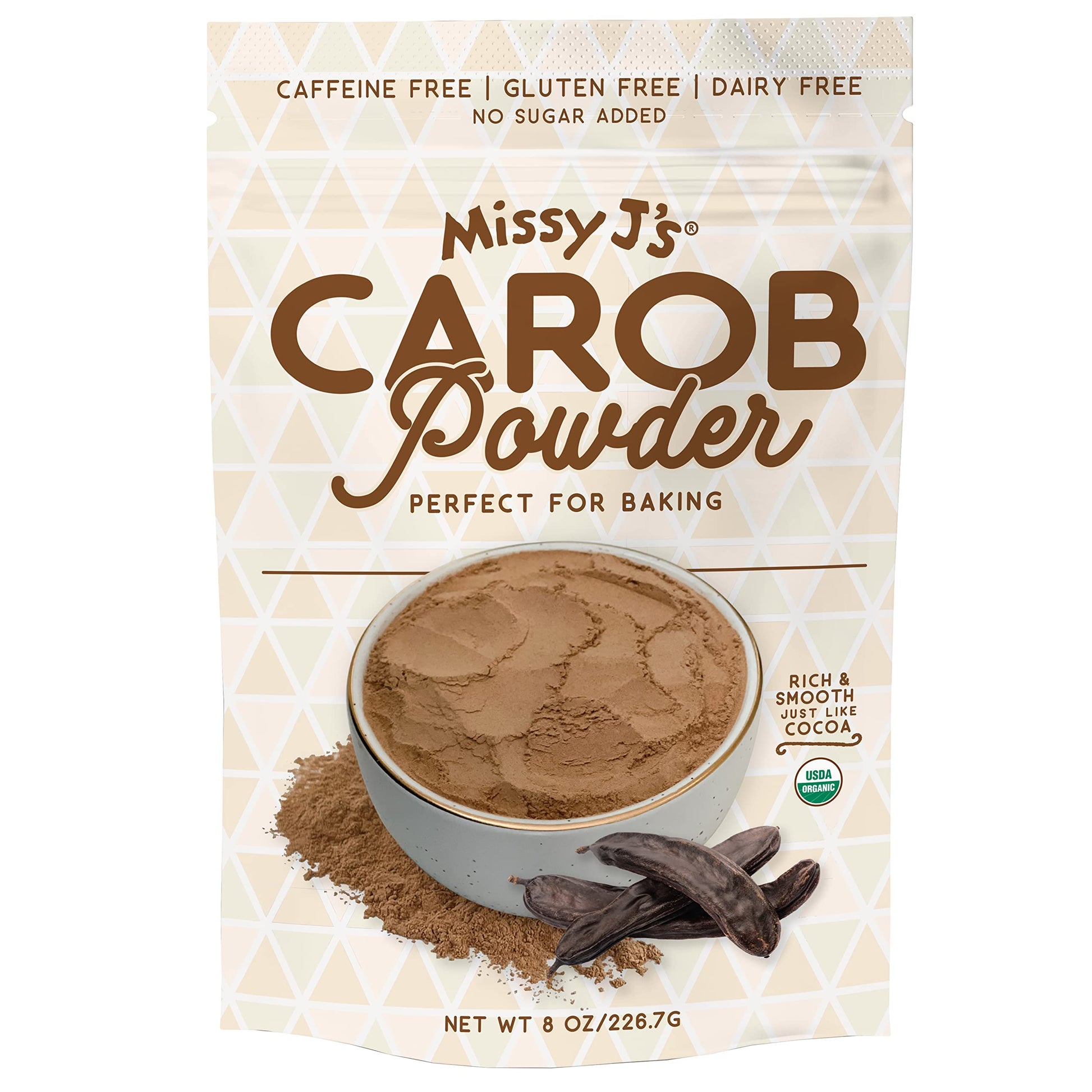 Missy Js Organic Roasted Carob Powder, Vegan, Gluten-Free, 8 Ounce, Dark, 1 Pack