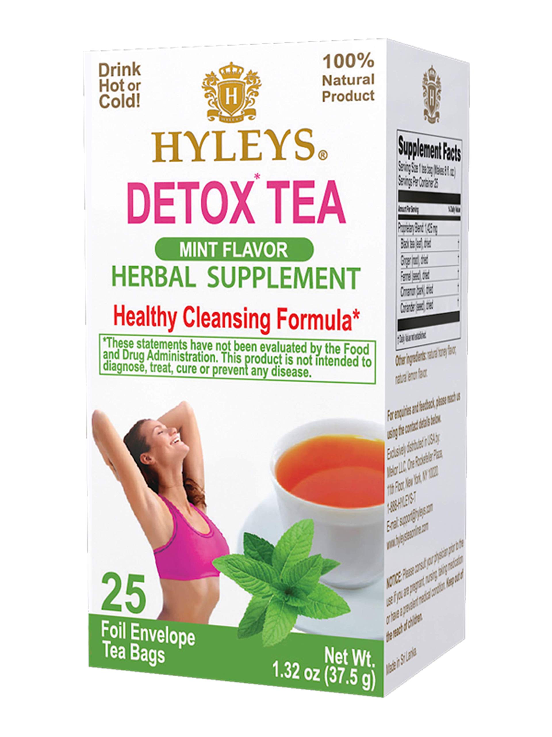Hyleys Detox Tea For Cleanse - Green Tea With Mint - 25 Tea Bags (1 Pack)