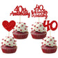 Gyufise 24Pcs 40Th Anniversary Cupcake Toppers Heart Cake Toppers Ruby Wedding Anniversary Heart Cake Decoration For 40 Years An