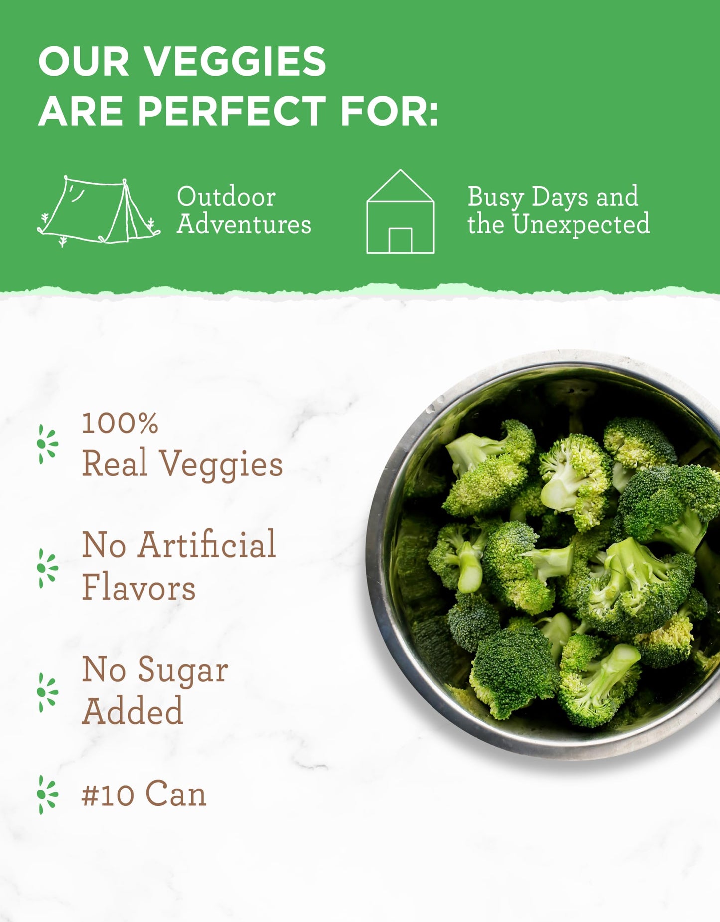 Simple Kitchen Freeze Dried Buttered Broccoli - 12 Servings for Family Meal Prep, Canned Broccoli, Gluten Free & Dehydrated Camp