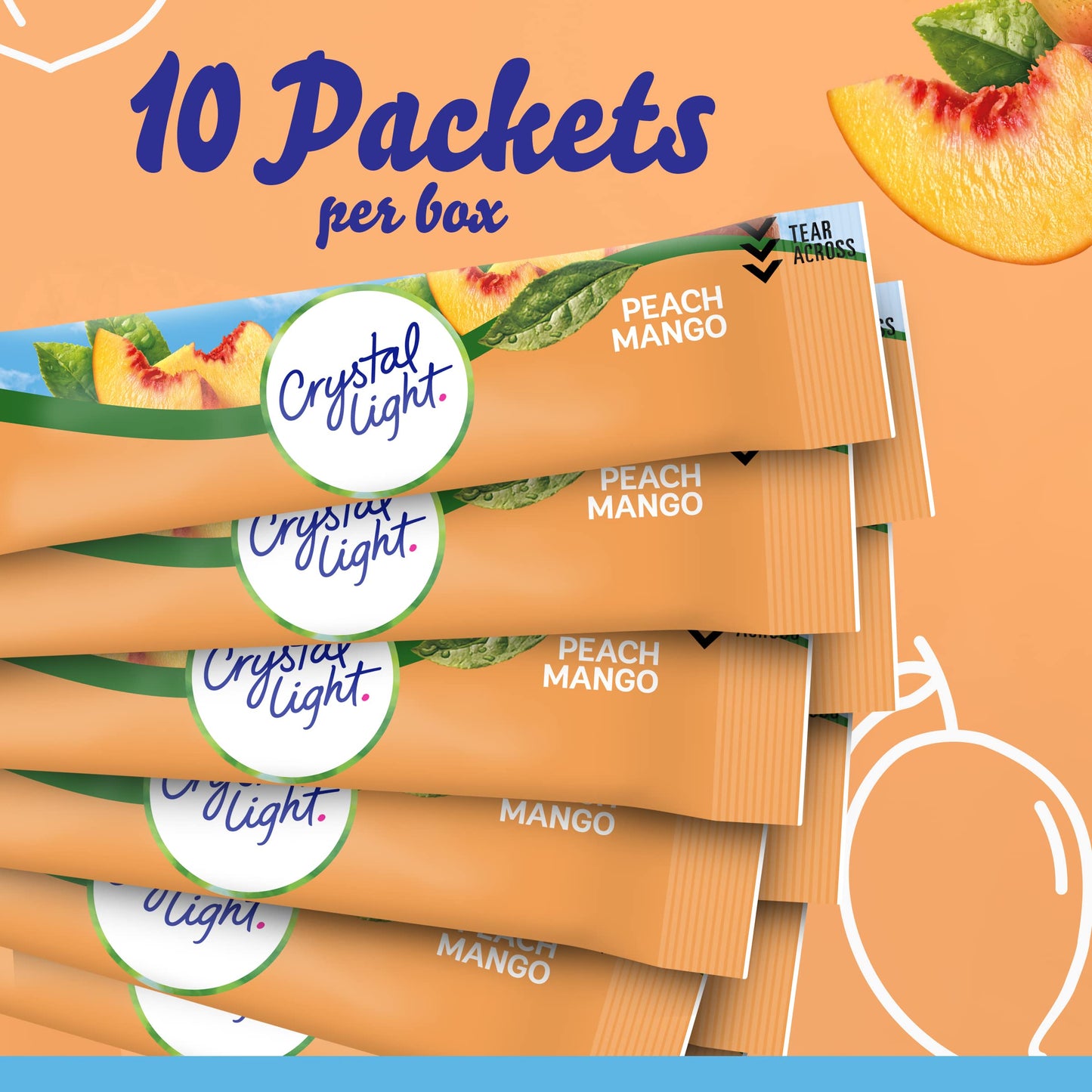 Crystal Light Sugar-Free Peach Mango Drink Mix, 10 On-the-Go Packets, 0.7 Ounce