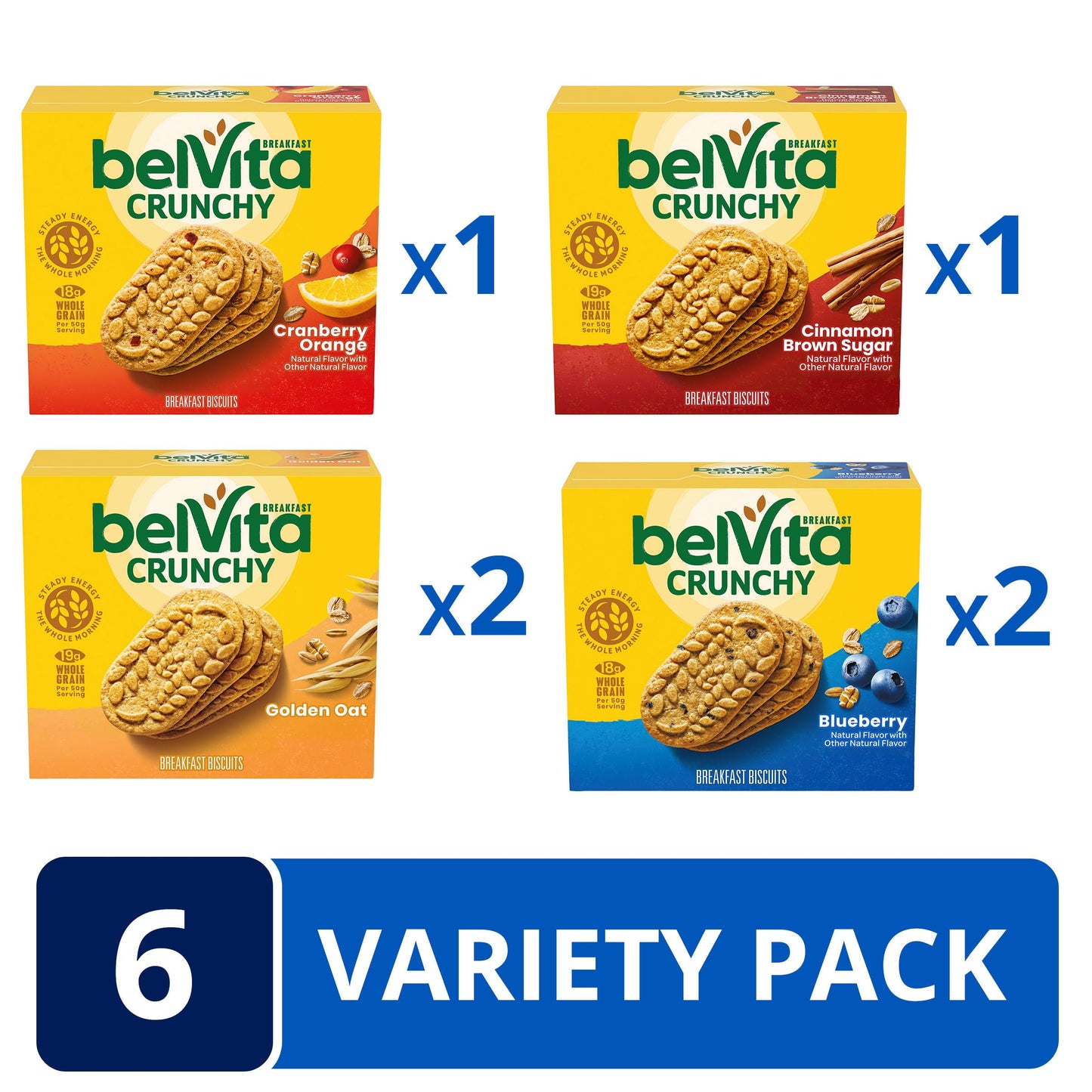 Belvita Breakfast Biscuits Variety Pack, 4 Flavors, 6 Boxes Of 5 Packs (30 Total Packs)