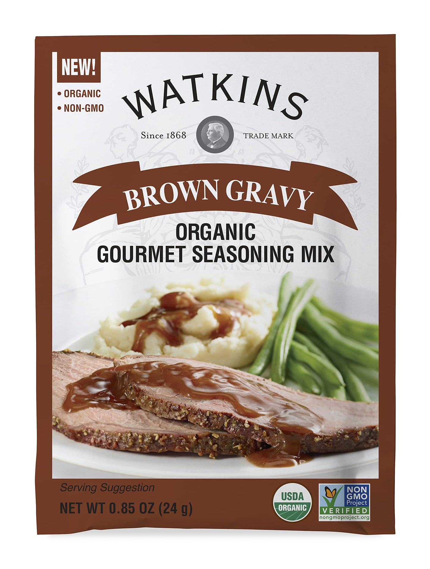 Watkins Organic Brown Gravy Gourmet Seasoning Mix, 0.85 Oz (Pack Of 12)