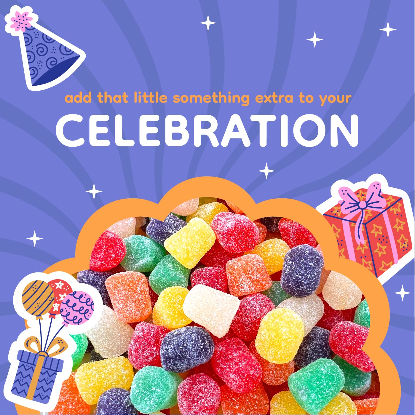 Spice Gum Drops Candy | 3 Pound Bag | Assorted Colorful Chewy Treats