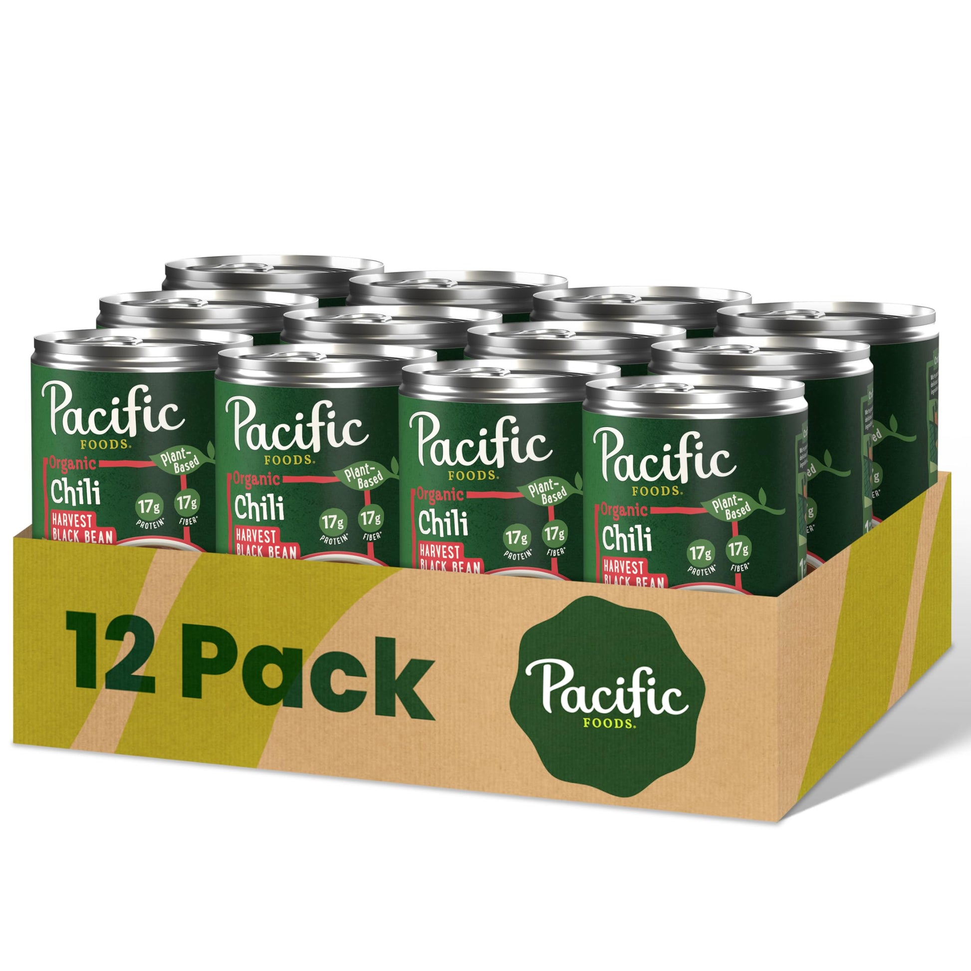Pacific Foods Organic Harvest Black Bean Chili, Plant Based, 16.5 oz Can (Case of 12)