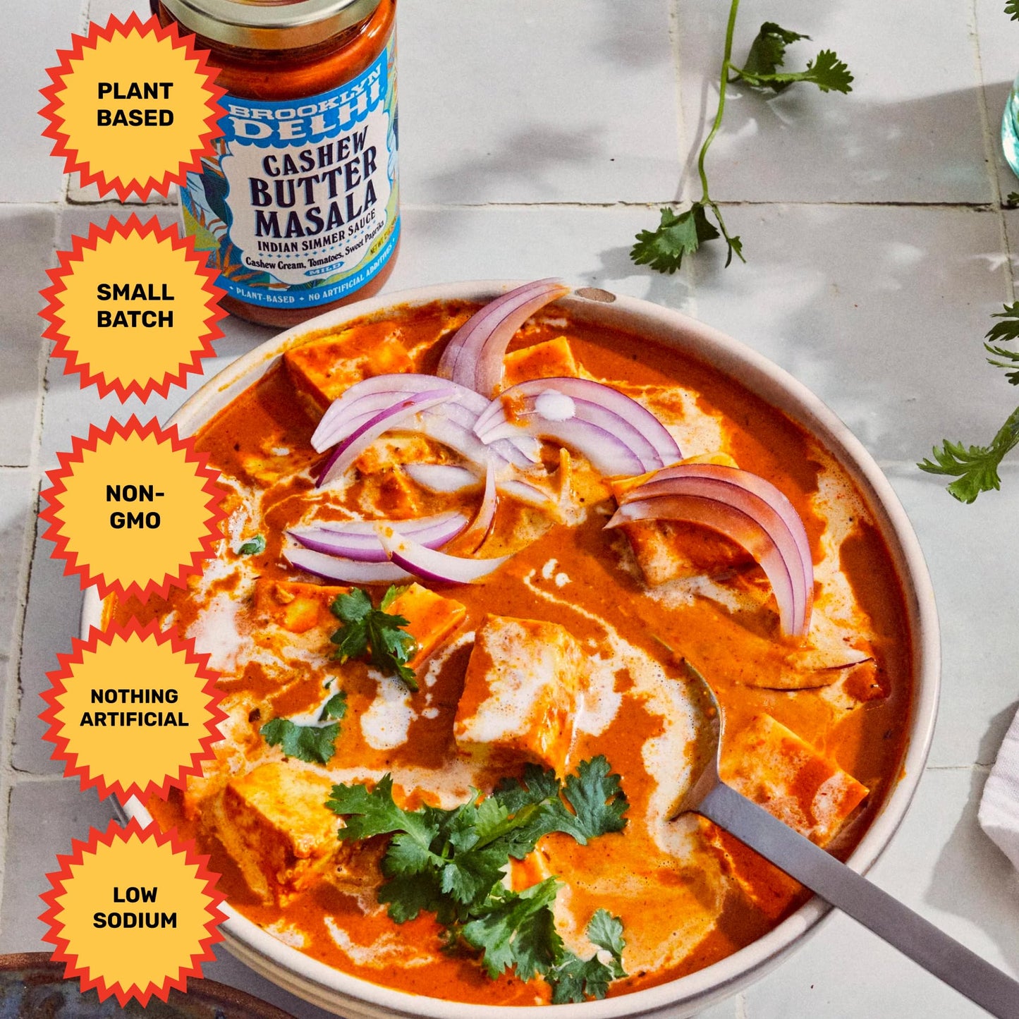 Brooklyn Delhi Golden Coconut Curry - Indian Simmer Sauce with Turmeric  Ginger  Lemon  & Coriander - 12 Ounces - Mild Enough for a kid  Flavorful Enough for a Foodie - Vegan - No Artificial Additives (1 Pack  Butter Chicken)