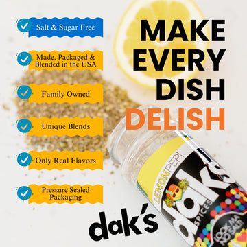 Dak'S Spices Lemon Pep Seasoning Blend | 100% Salt & Sugar Free | Premium & Healthy Seasoning | Msg Free, Preservative Free, Pot