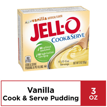 Jell-O Vanilla Cook & Serve Pudding, 3 Oz (85G) 4-Pack