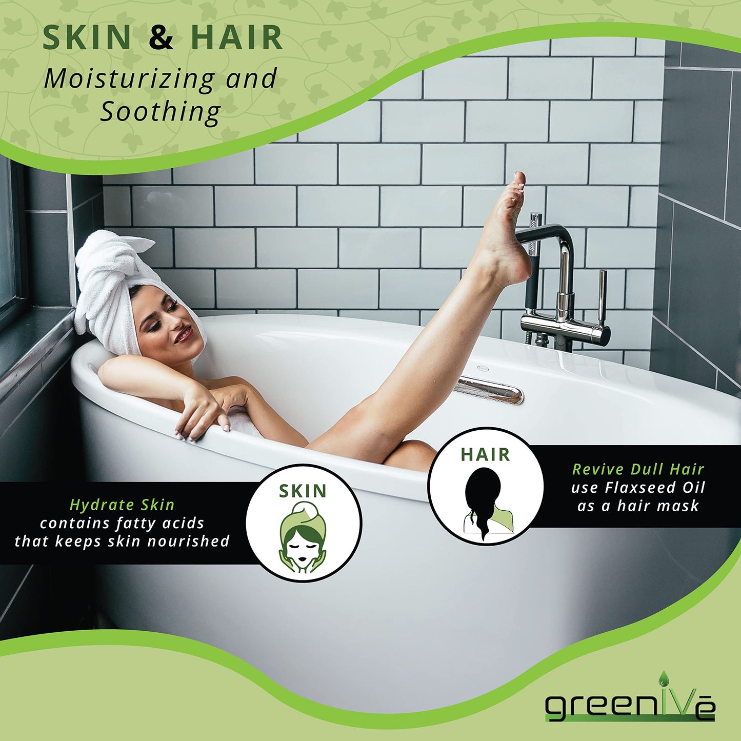 GreenIVe Flax Seed Oil, 100% Pure, Cold Pressed, High Omegas, 32 Fl Oz